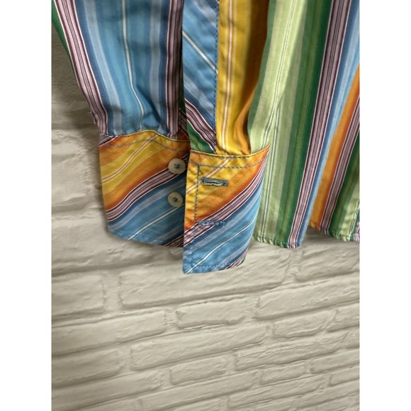Vintage Tommy Hilfiger Top Women Size‎ 18 Rainbow Striped Y2K Classic Festival - Picture 6 of 15